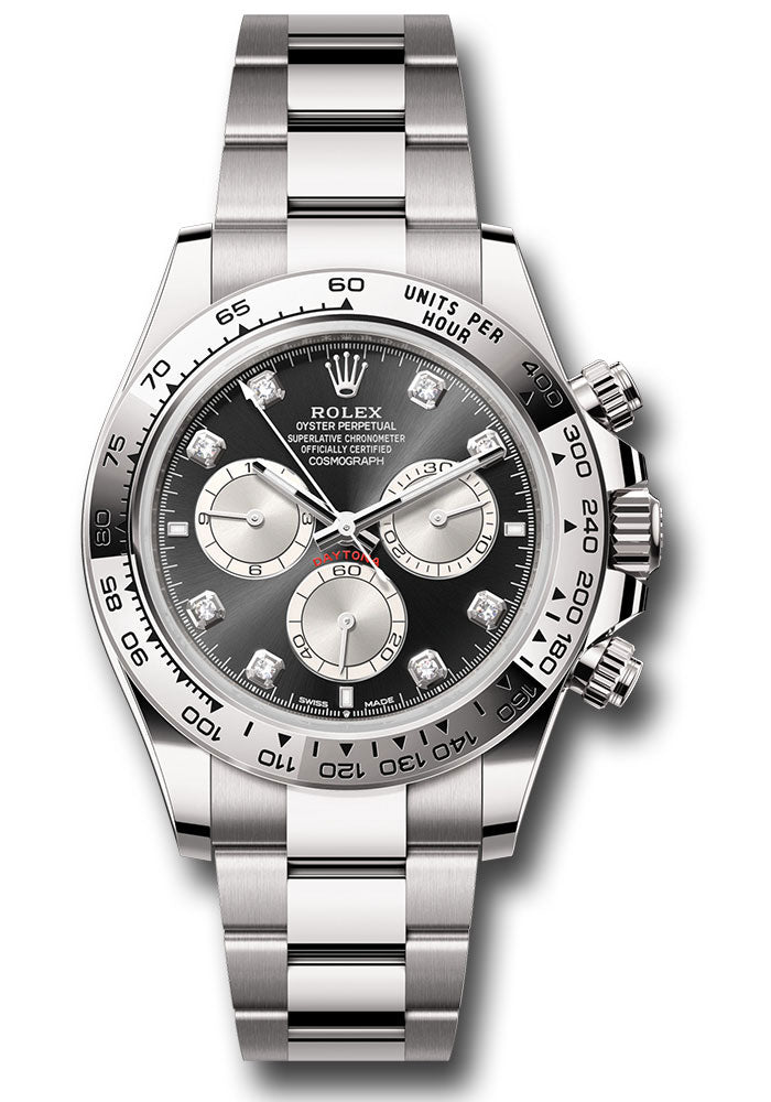 Rolex Daytona Cosmograph Daytona Fixed Bezel - Black And Steel Diamond Dial - Oyster Bracelet 126509 - WatchesOff5th