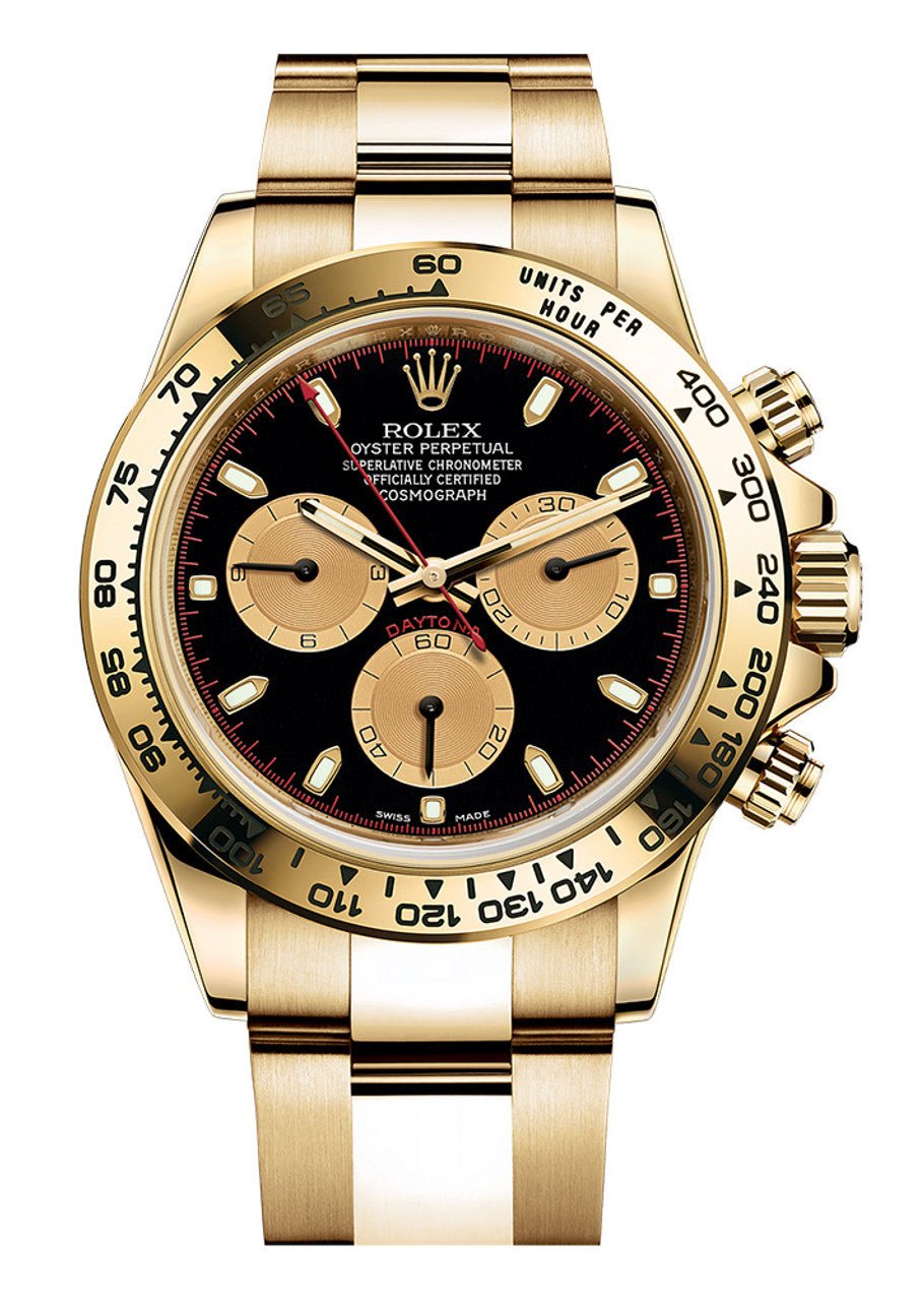 Rolex Daytona 40 Black and Champagne Dial Yellow Gold Mens Watch 126508