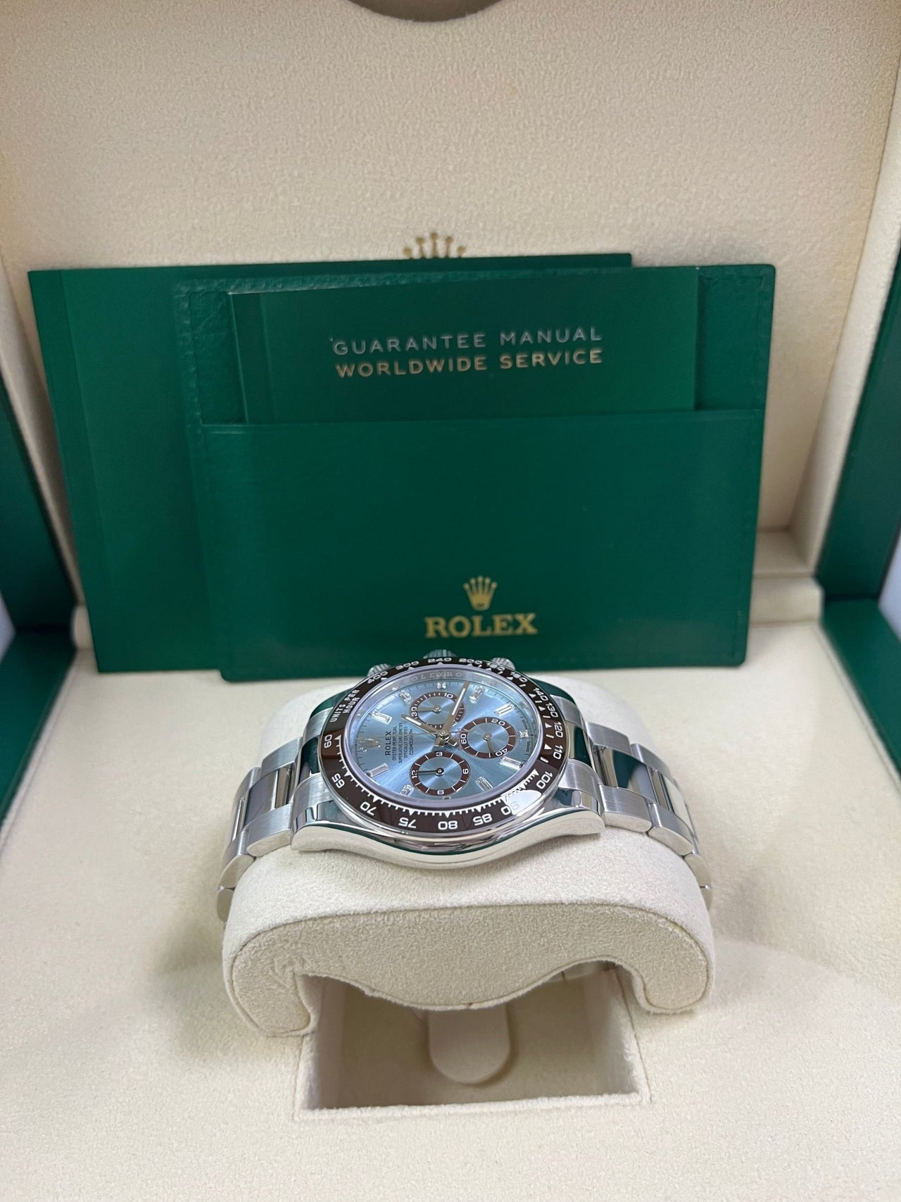 Rolex Daytona Platinum Daytona Ice Blue Baguette Dial 126506 - WatchesOff5th