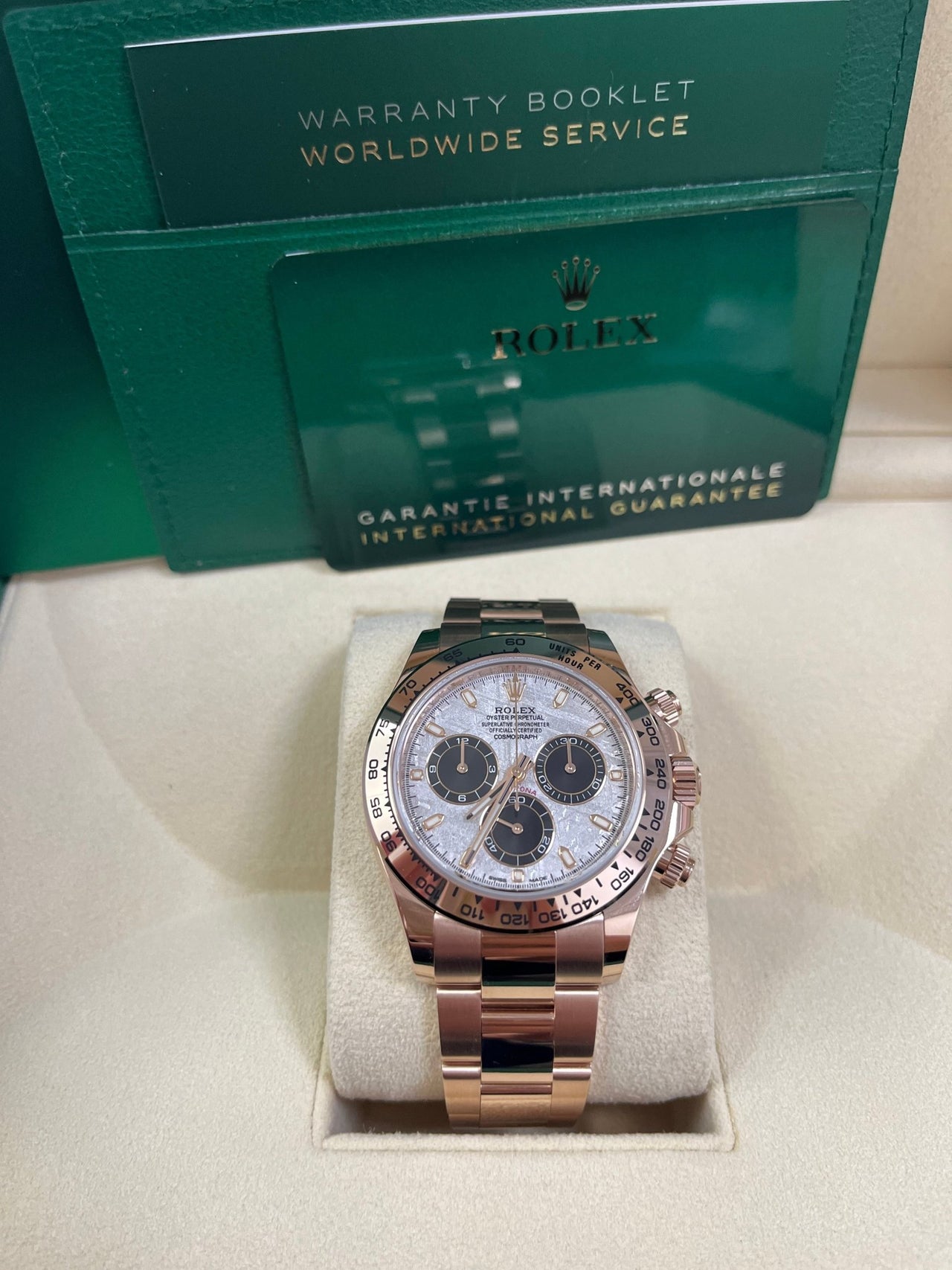 Rolex Daytona Rose Gold Cosmograph Daytona 40 Watch - Meteorite and Black Dial-Oyster Bracelet 116505 - WatchesOff5thWatch