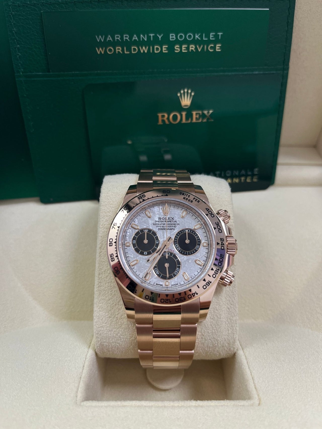 Rolex Daytona Rose Gold Cosmograph Daytona 40 Watch - Meteorite and Black Dial-Oyster Bracelet 116505 - WatchesOff5thWatch