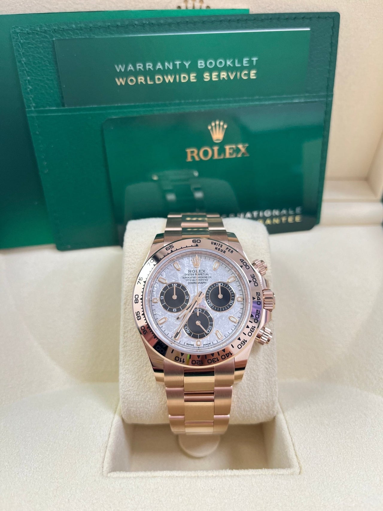 Rolex Daytona Rose Gold Cosmograph Daytona 40 Watch - Meteorite and Black Dial-Oyster Bracelet 116505 - WatchesOff5thWatch