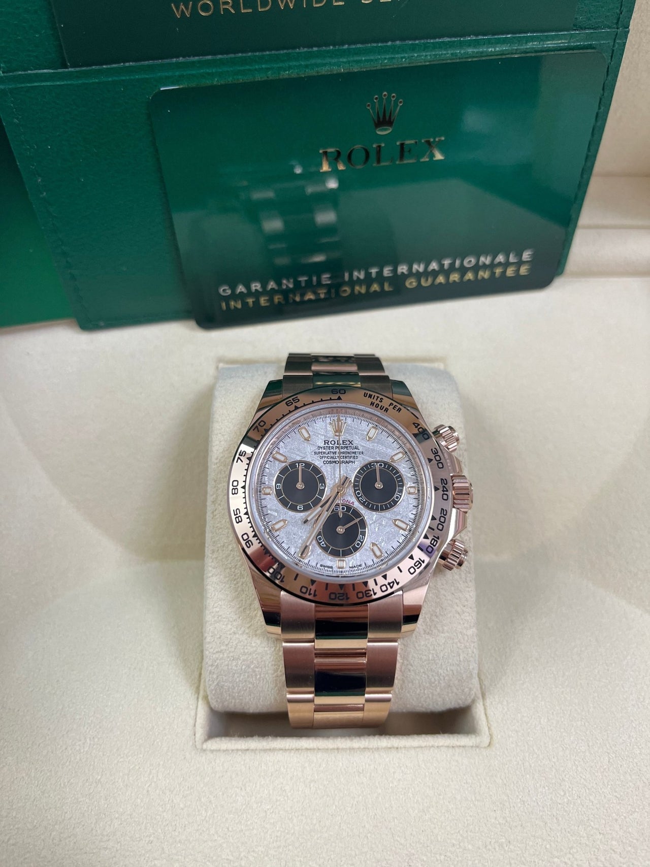 Rolex Daytona Rose Gold Cosmograph Daytona 40 Watch - Meteorite and Black Dial-Oyster Bracelet 116505 - WatchesOff5thWatch