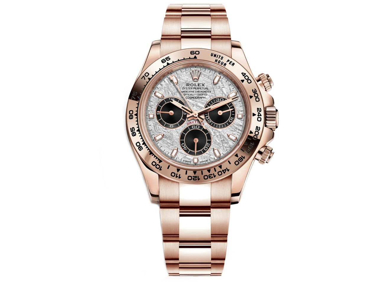 Rolex Daytona Rose Gold Cosmograph Daytona 40 Watch - Meteorite and Black Dial-Oyster Bracelet 116505 - WatchesOff5thWatch