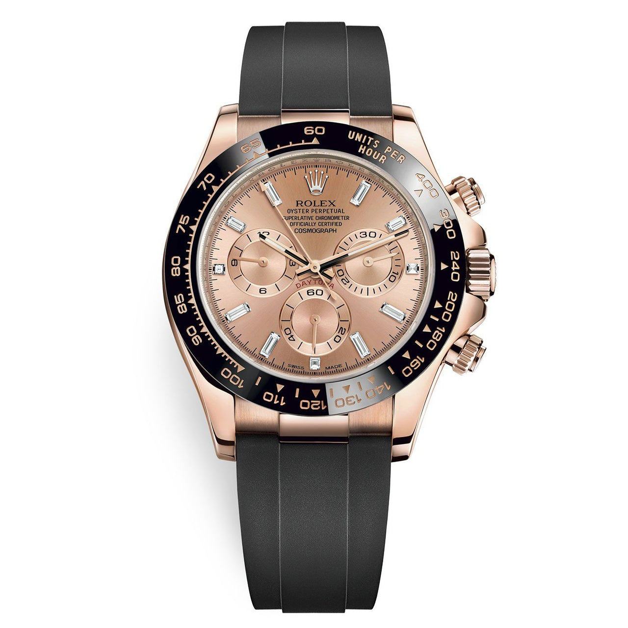 Rolex Daytona Rose Gold Cosmograph Daytona 40 Watch - Pink Baguette Diamond Dial 116515ln - WatchesOff5thWatch