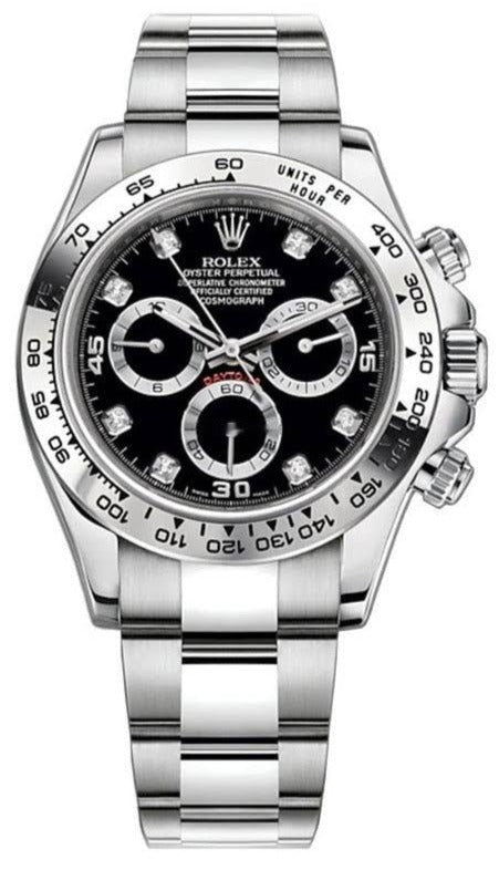 Rolex Daytona White Gold Black Diamond Dial Oyster Bracelet 40mm (Reference 116509) - WatchesOff5thWatch