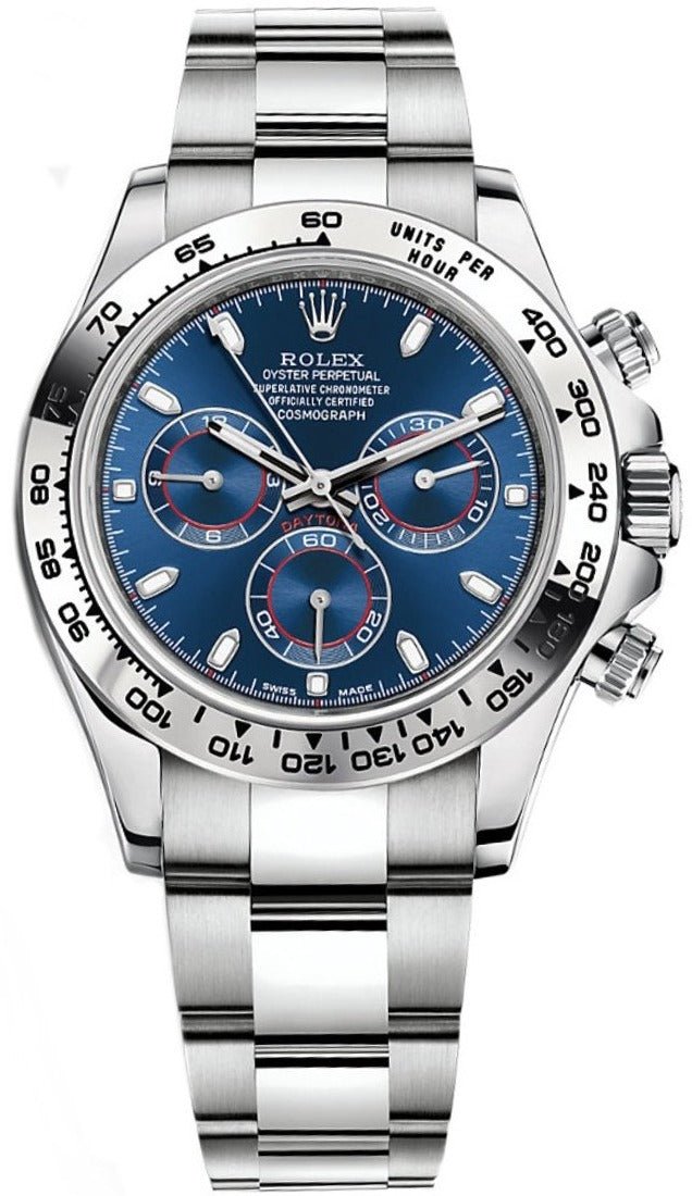 Rolex Daytona White Gold Cosmograph 40 Watch - Blue Index Dial (Ref# 116509) - WatchesOff5thWatch