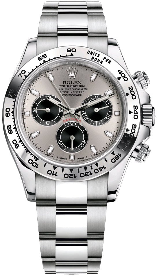 Rolex Daytona White Gold Cosmograph 40 Watch -Stainless Steel And Black Index Dial (Ref# 116509) - WatchesOff5thWatch
