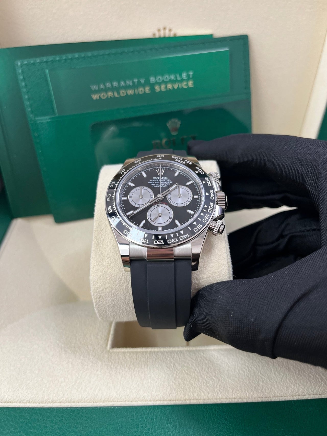 Rolex Daytona White Gold Cosmograph Daytona Black Bezel - Black And Steel Index Dial 126519LN - WatchesOff5thWatch