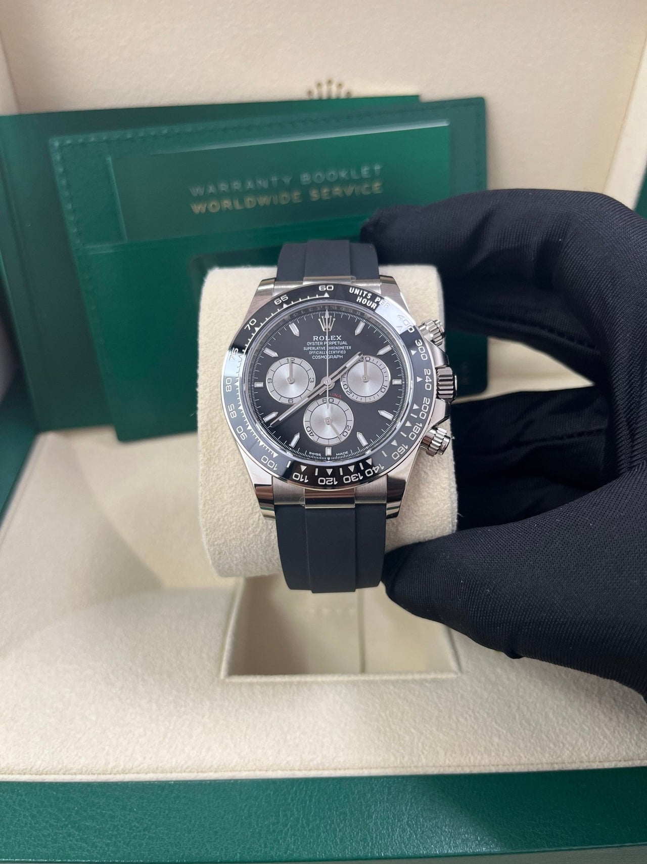 Rolex Daytona White Gold Cosmograph Daytona Black Bezel - Black And Steel Index Dial 126519LN - WatchesOff5thWatch