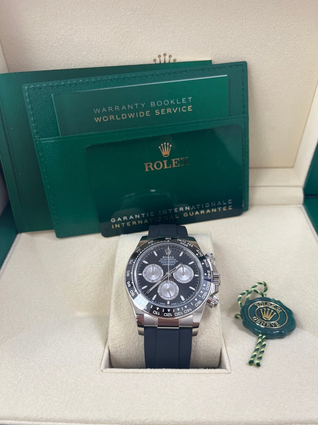 Rolex Daytona White Gold Cosmograph Daytona Black Bezel - Black And Steel Index Dial 126519LN - WatchesOff5thWatch