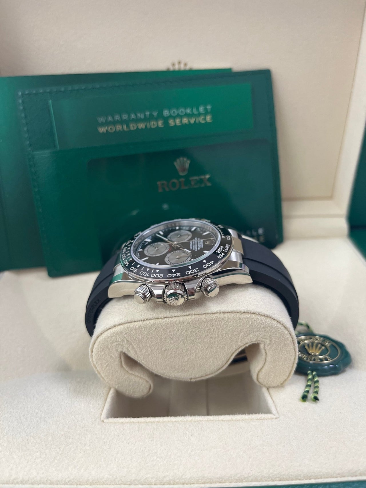 Rolex Daytona White Gold Cosmograph Daytona Black Bezel - Black And Steel Index Dial 126519LN - WatchesOff5thWatch