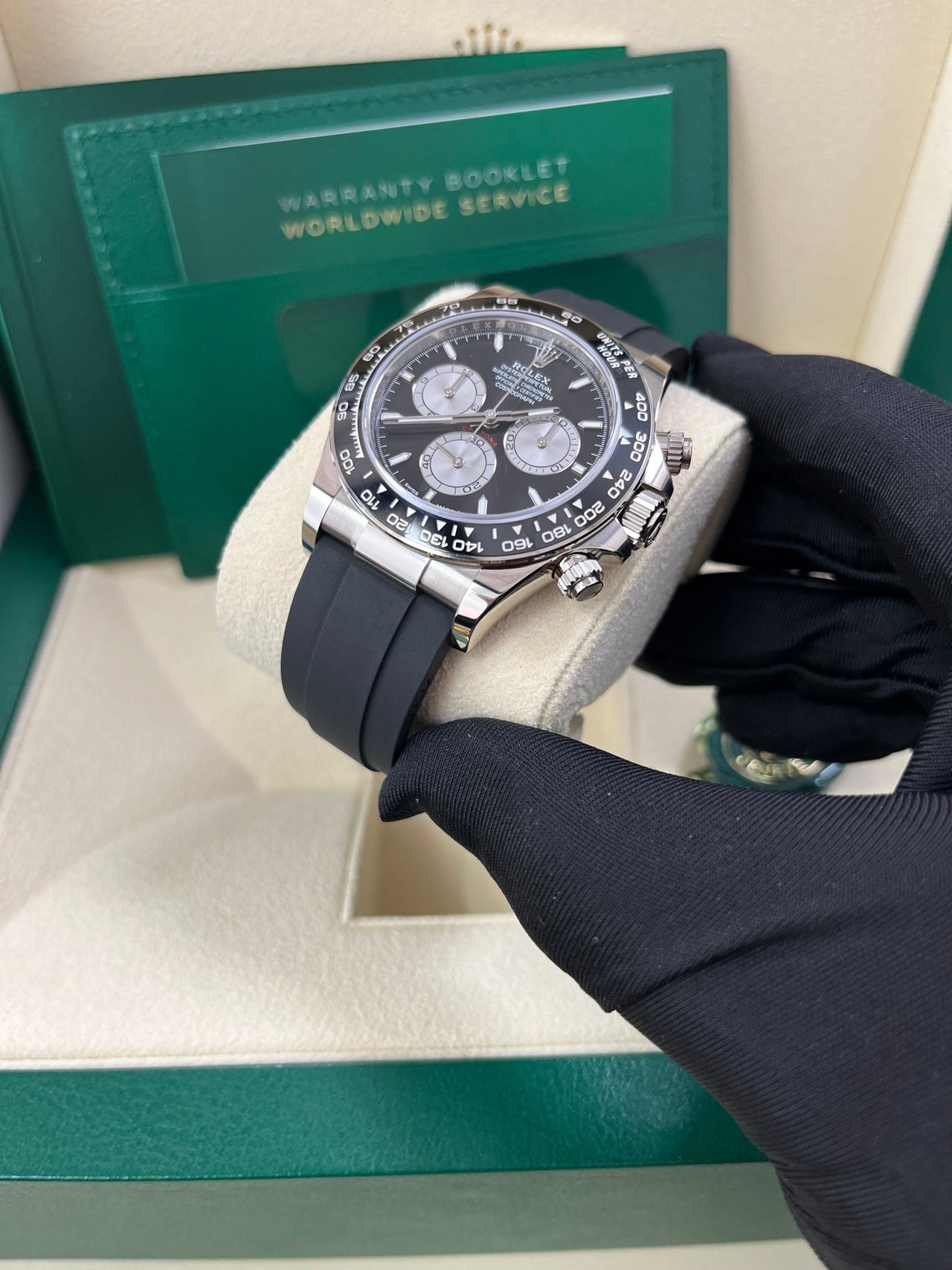 Rolex Daytona White Gold Cosmograph Daytona Black Bezel - Black And Steel Index Dial 126519LN - WatchesOff5thWatch