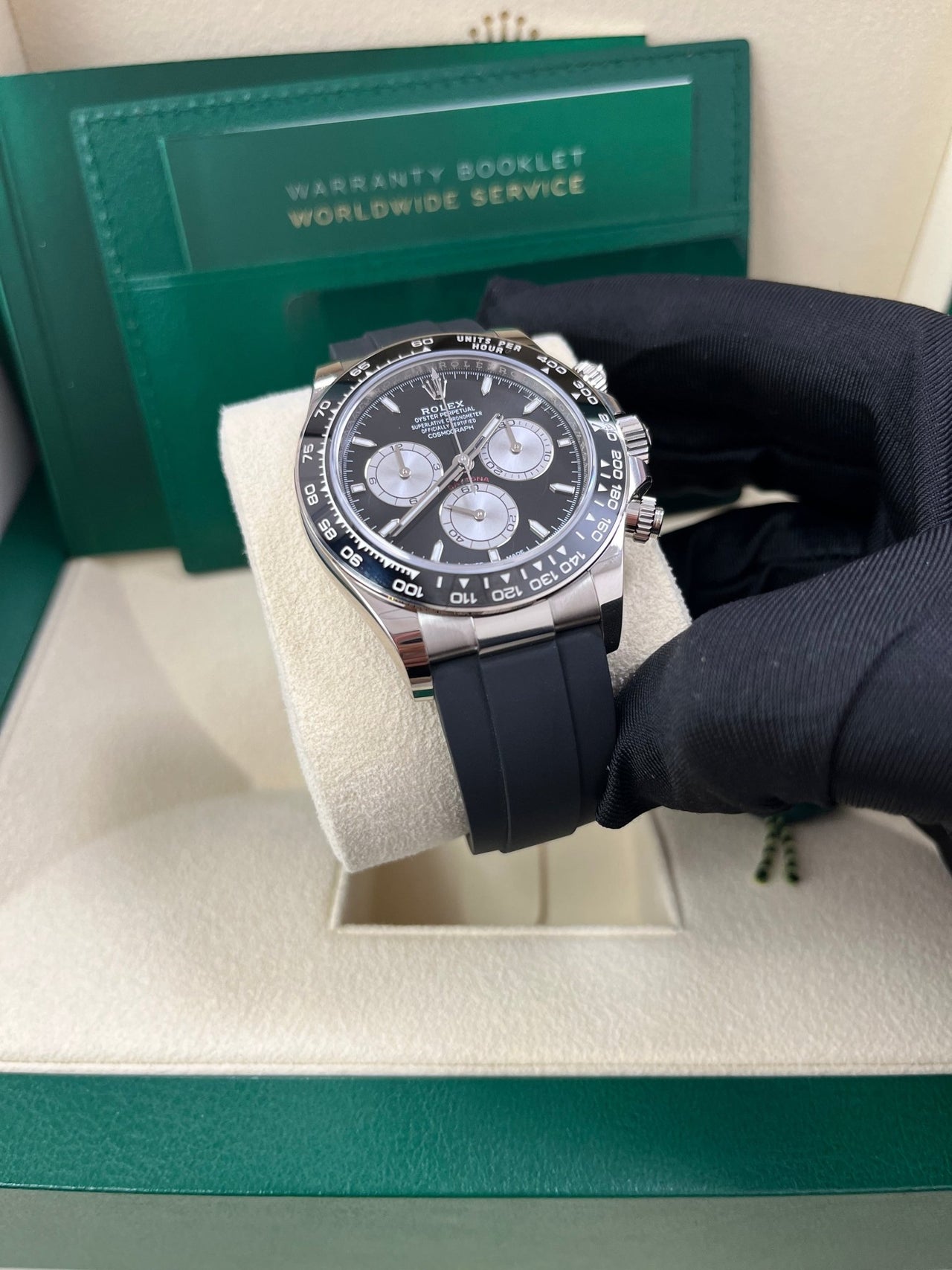 Rolex Daytona White Gold Cosmograph Daytona Black Bezel - Black And Steel Index Dial 126519LN - WatchesOff5thWatch