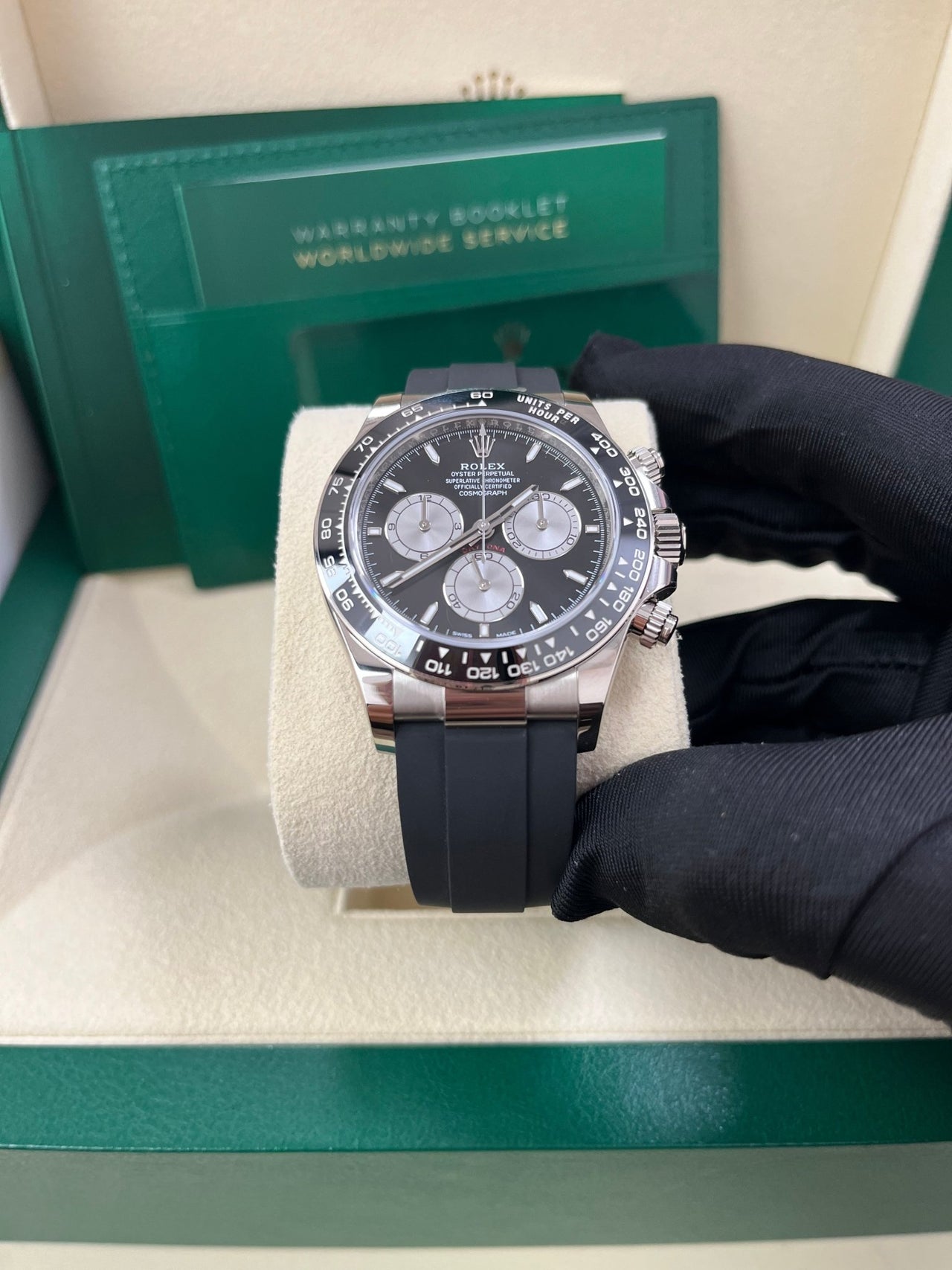 Rolex Daytona White Gold Cosmograph Daytona Black Bezel - Black And Steel Index Dial 126519LN - WatchesOff5thWatch