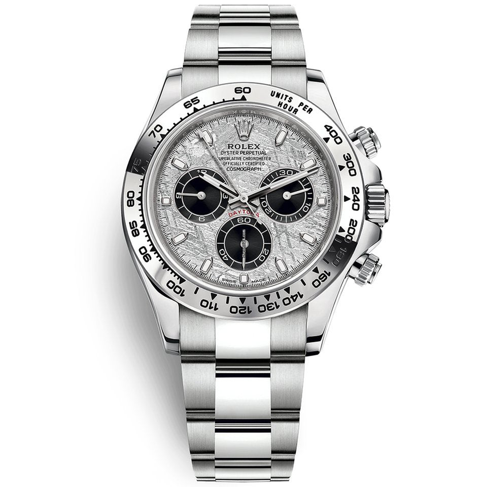 Rolex Daytona White Gold Daytona 40mm Meteorite Dial Steel and Black Oyster (Reference # 116509) - WatchesOff5thWatch