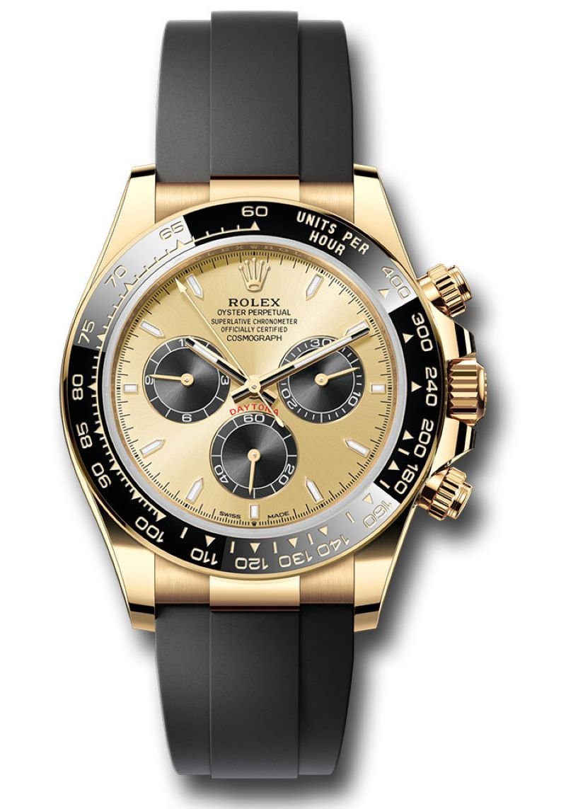 Rolex Daytona Yellow Gold Golden And Black Index Dial Oysterflex Strap 126518ln - WatchesOff5th