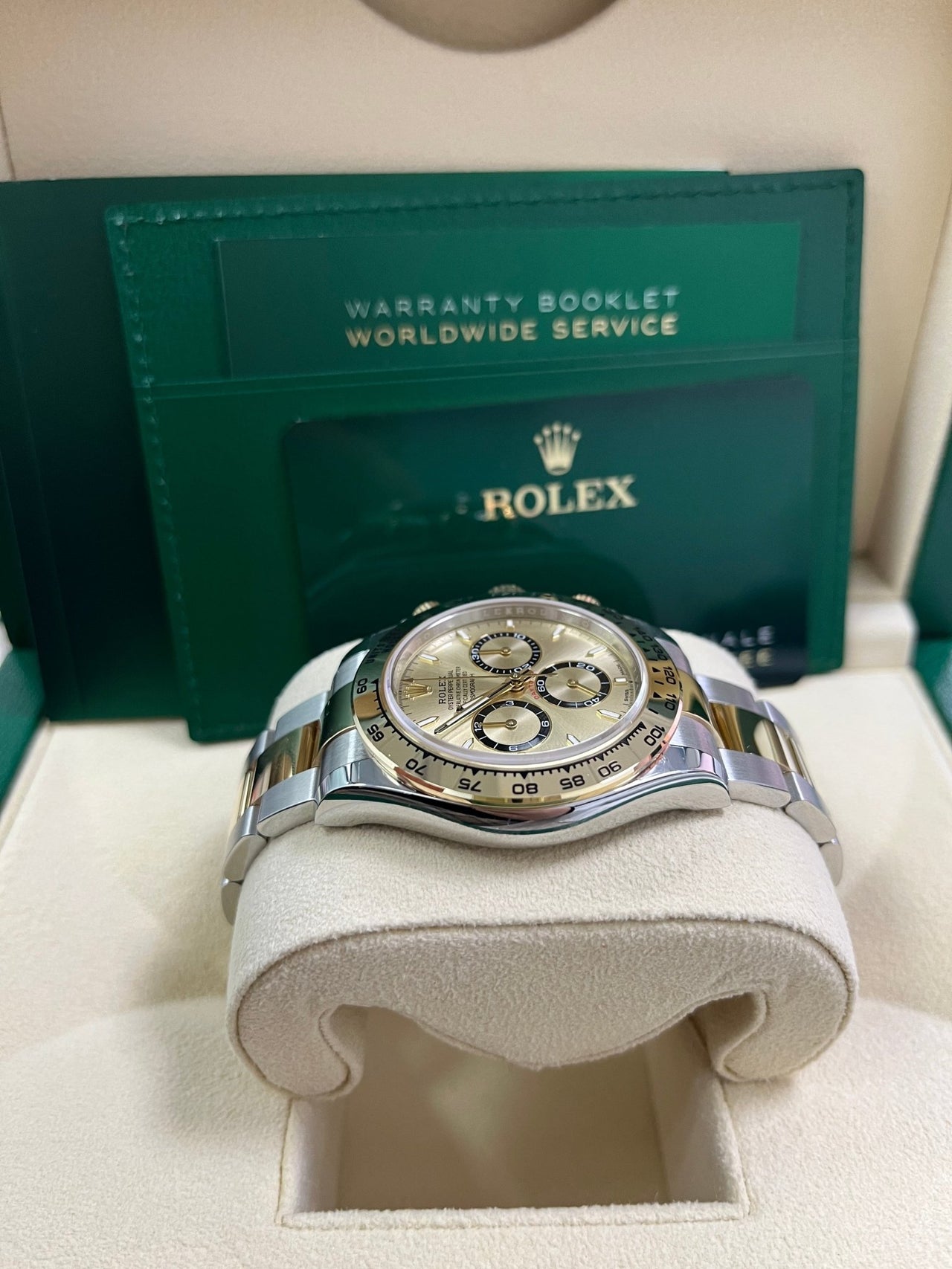 Rolex Daytona Yellow Rolesor Cosmograph Daytona Golden Index Dial Oyster Bracelet 126503 - WatchesOff5th