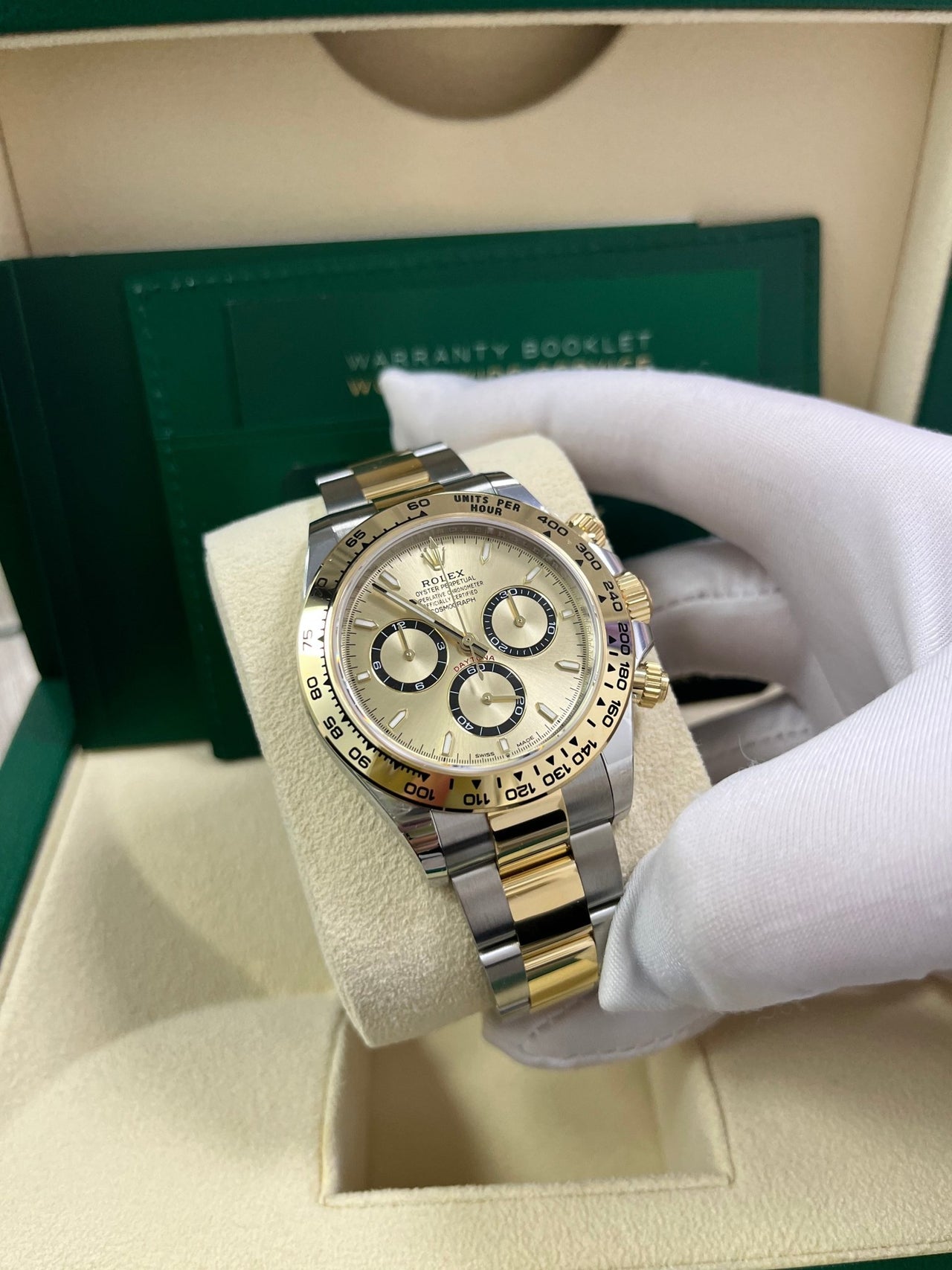 Rolex Daytona Yellow Rolesor Cosmograph Daytona Golden Index Dial Oyster Bracelet 126503 - WatchesOff5th