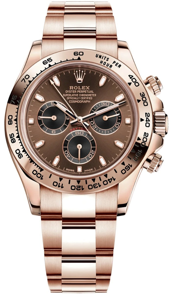 Rolex Everose Gold Cosmograph Daytona 40 Watch - Chocolate and Black Index Dial (Ref # 116505 chocbki) - WatchesOff5thwatch
