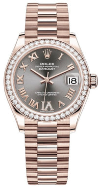 Thumbnail for Rolex Everose Gold Datejust 31 Watch - Diamond Bezel - Rhodium Diamond Six Dial - President Bracelet (Reference # 278285RBR) - WatchesOff5thWatches