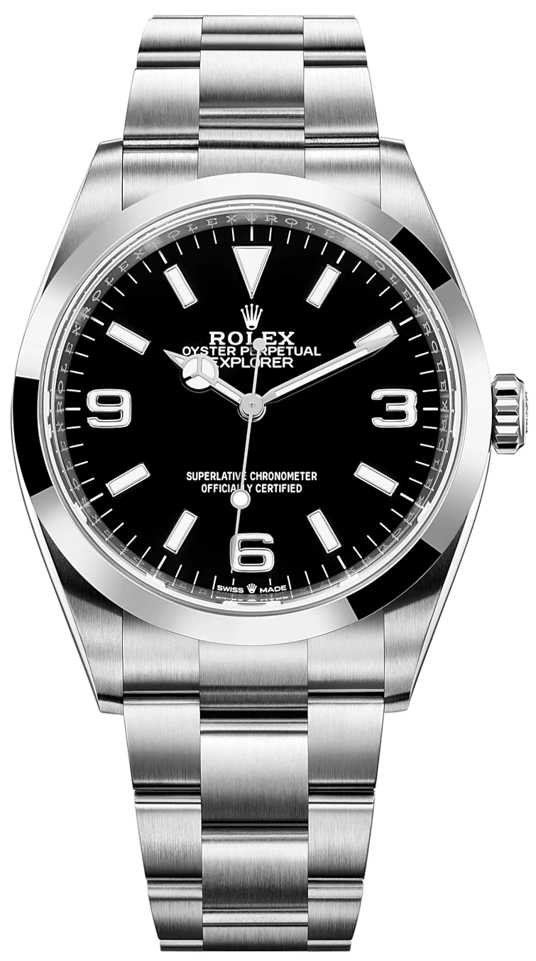 Rolex Explorer Stainless Steel Oyster Perpetual Explorer - Black Dial - Oyster Bracelet 124270 - WatchesOff5thWatch