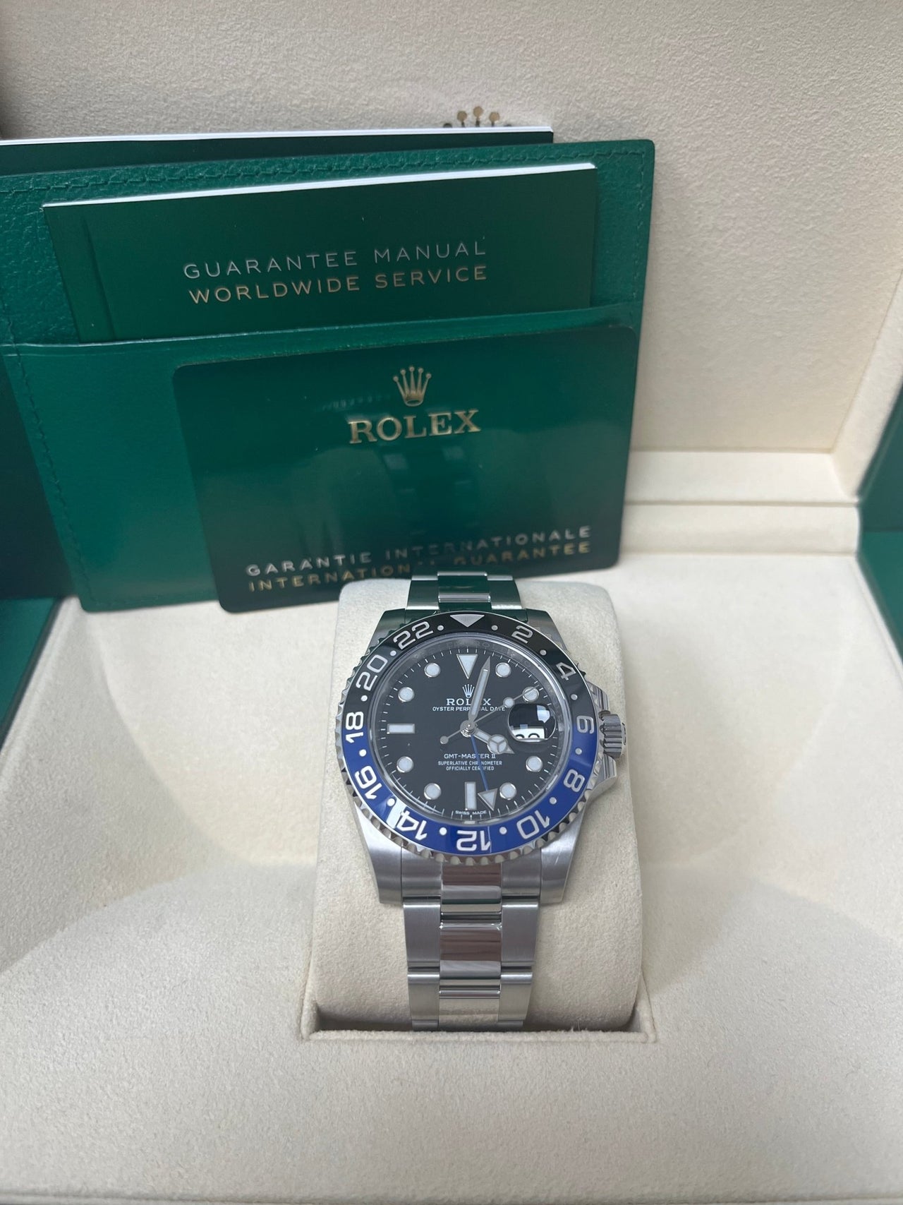 Rolex GMT-Master II 40 Watch - Black and Blue Batman Bezel - Black Dial - Oyster Bracelet (Ref# 126710BLNR) - WatchesOff5thWatch