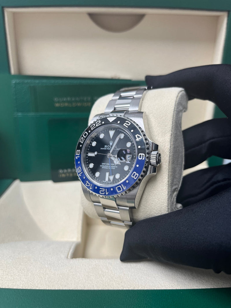 Rolex GMT-Master II 40 Watch - Black and Blue Batman Bezel - Black Dial - Oyster Bracelet (Ref# 126710BLNR) - WatchesOff5thWatch