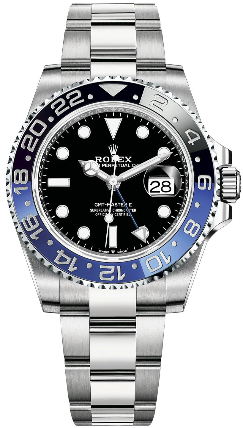 Rolex GMT-Master II 40 Watch - Black and Blue Batman Bezel - Black Dial - Oyster Bracelet (Ref# 126710BLNR) - WatchesOff5thWatch