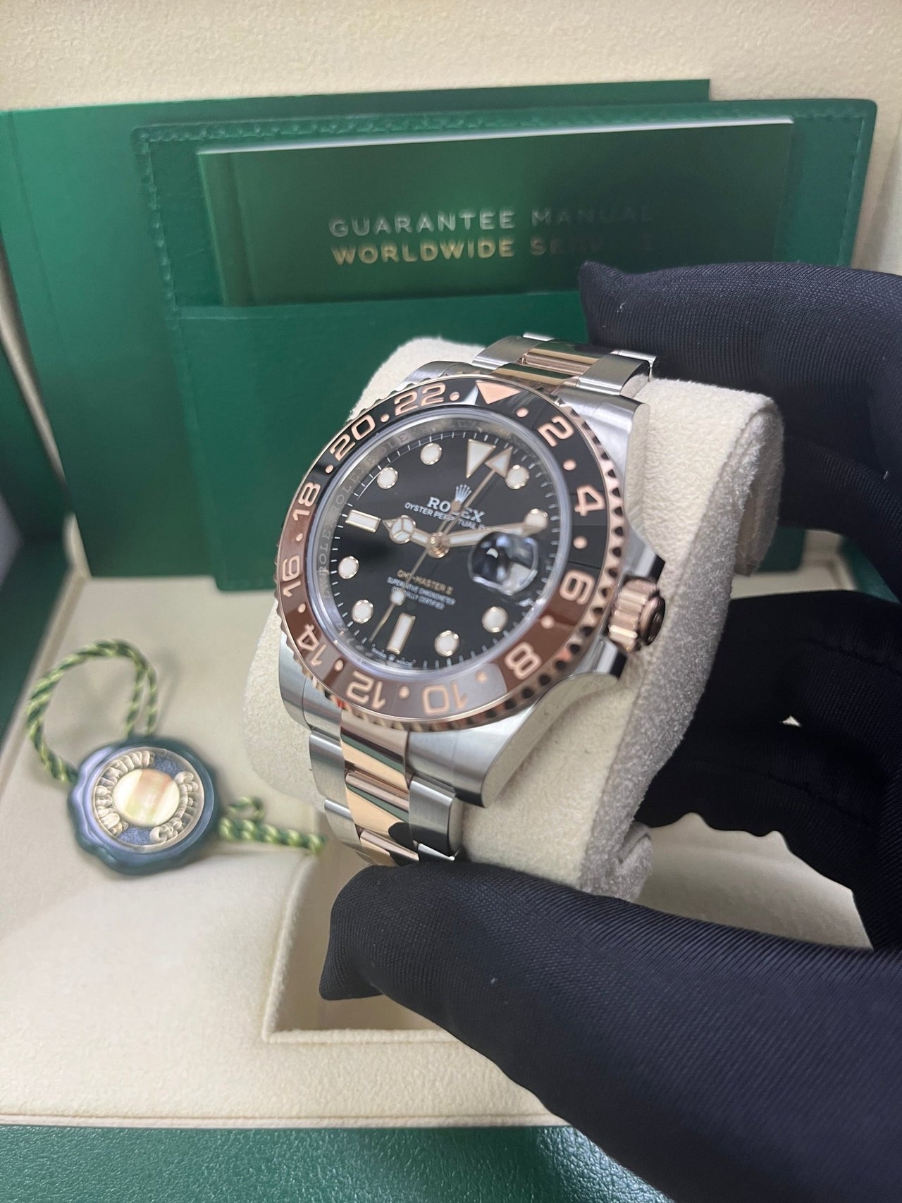 Rolex GMT-Master II Two-Tone Stainless Steel and Rose Gold - "The Rootbeer"- Black and Brown Bezel - Oyster Bracelet (Ref# 126711CHNR) - WatchesOff5thWatch