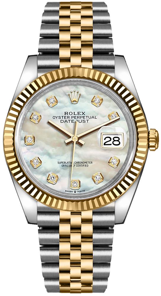 Rolex Mother of Pearl Dial Jubilee Two Tone Yellow Gold Datejust 36 R WatchesOff5th