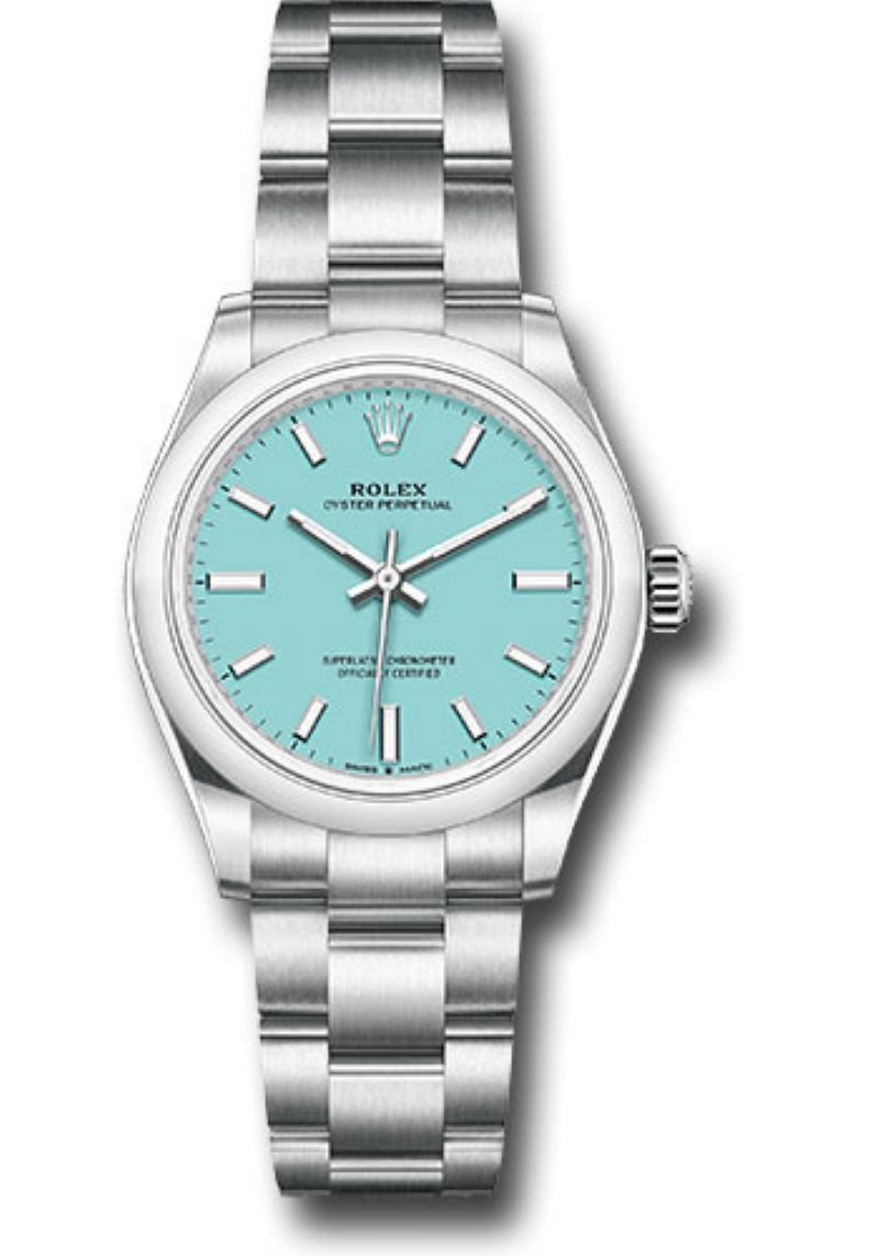 Rolex Oyster Perpetual 31 Domed Bezel Turquoise Blue Index Dial Oyster Bracelet 277200 - WatchesOff5thWatch