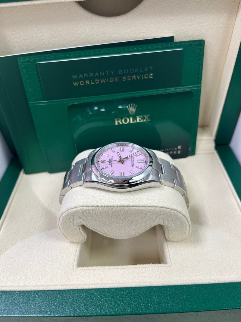 Rolex Oyster Perpetual 36 Watch - Domed Bezel - Candy Pink Index Dial - Oyster Bracelet (Ref# 126000) - WatchesOff5th