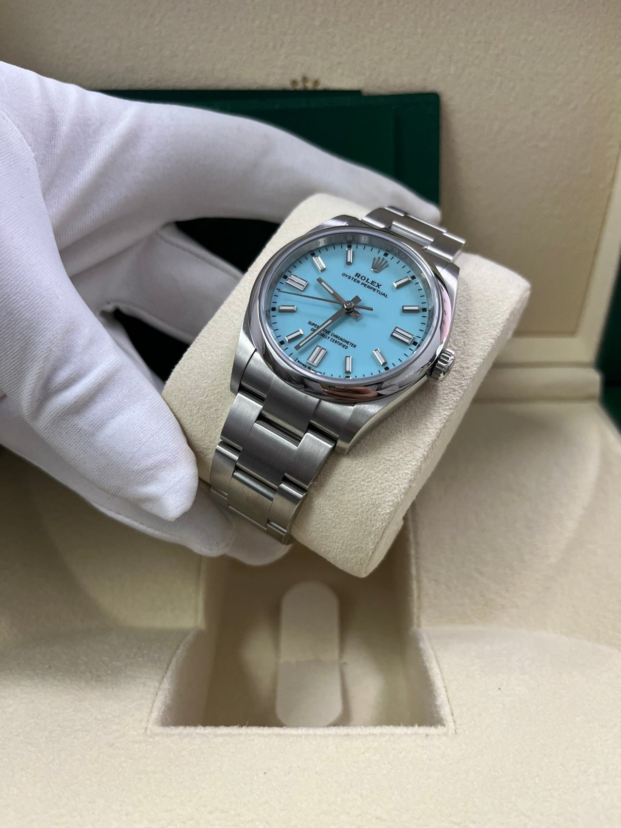 Rolex Oyster Perpetual 36mm Stainless Steel Turquoise Dial Oyster WatchesOff5th