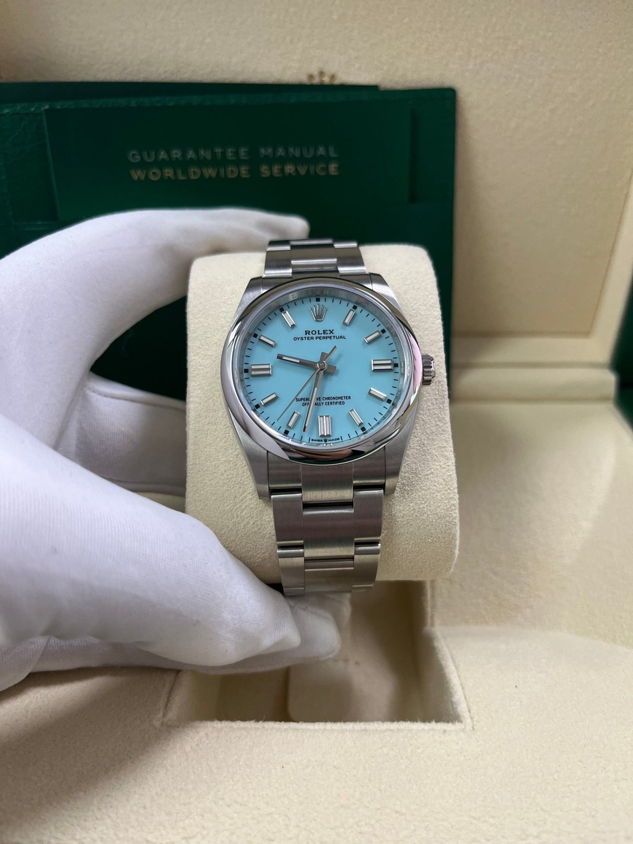 Rolex Oyster Perpetual 36mm Stainless Steel - Turquoise Dial - Oyster Bracelet (Ref# 126000) - WatchesOff5th