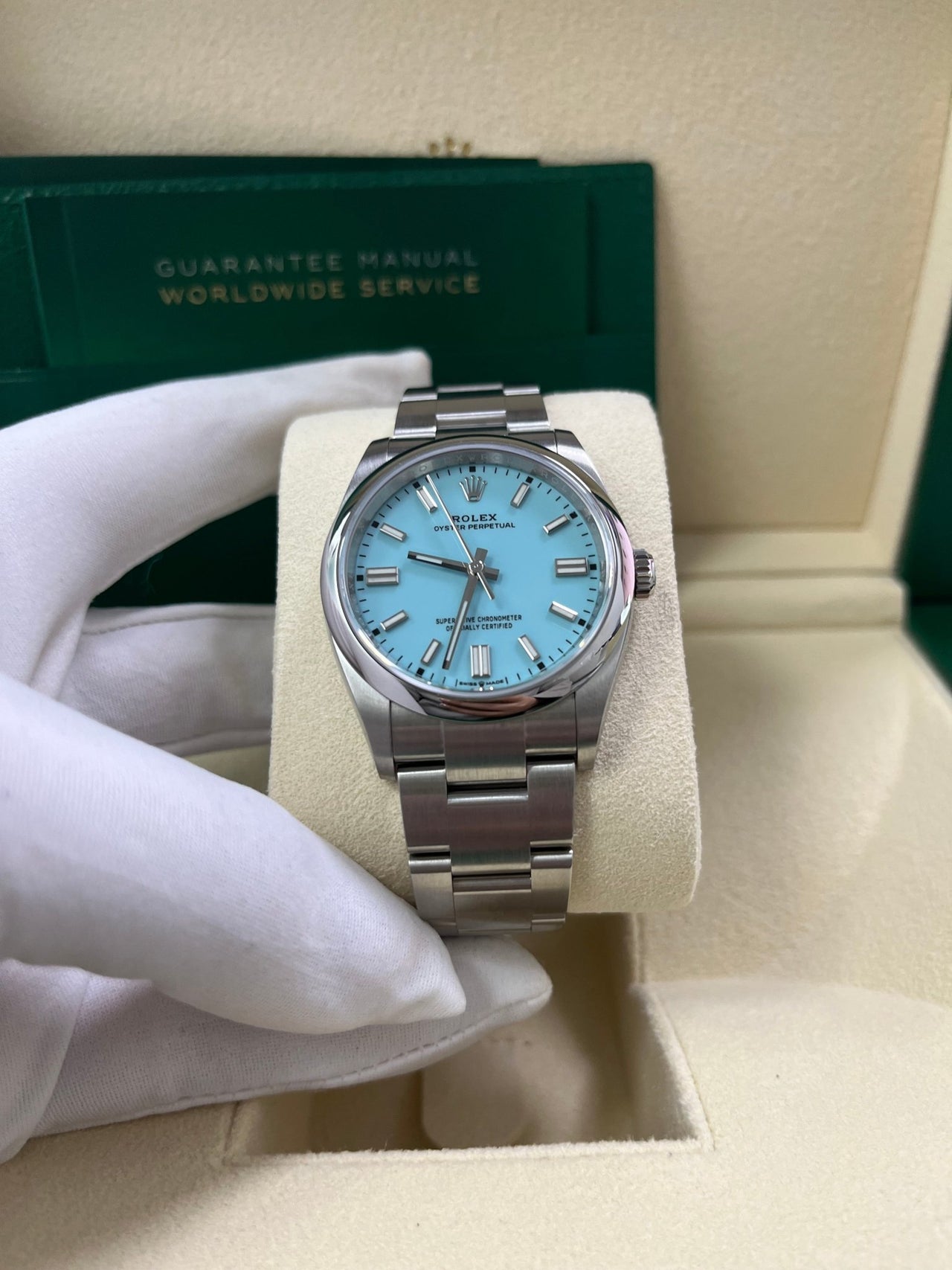 Rolex Oyster Perpetual 36mm Stainless Steel - Turquoise Dial - Oyster Bracelet (Ref# 126000) - WatchesOff5th