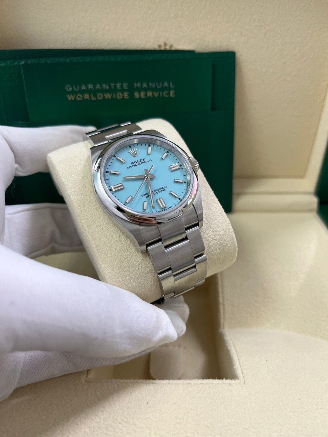 Rolex Oyster Perpetual 36mm Stainless Steel - Turquoise Dial - Oyster Bracelet (Ref# 126000) - WatchesOff5th