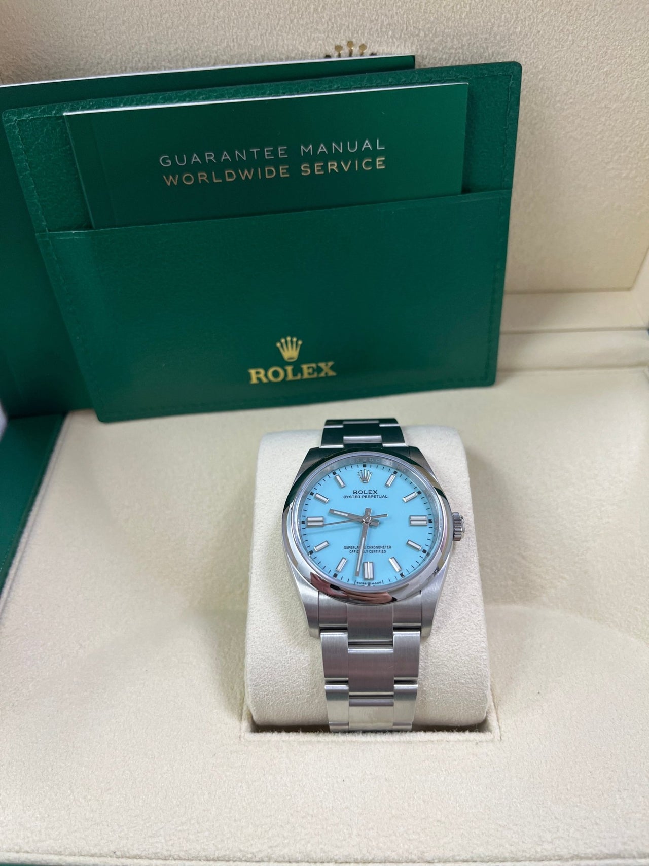 Rolex Oyster Perpetual 36mm Stainless Steel - Turquoise Dial - Oyster Bracelet (Ref# 126000) - WatchesOff5th