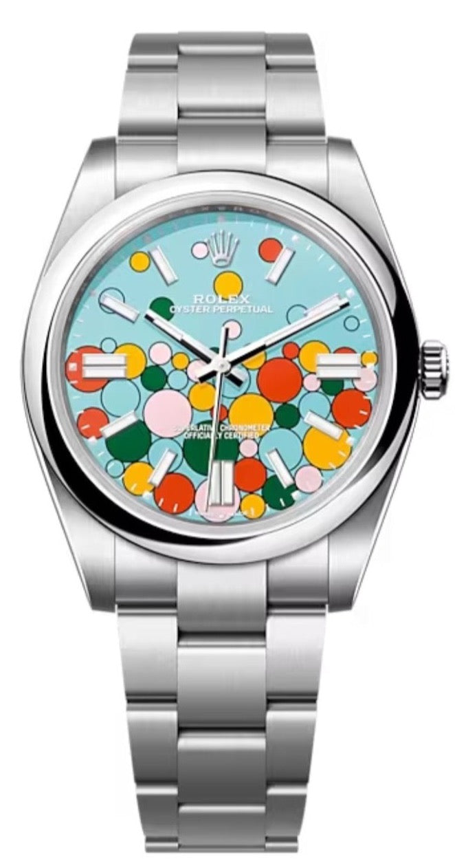 Rolex Oyster Perpetual 41 Celebration Dial New 2023 Release 124300 Turquoise Colorful Dial - WatchesOff5thWatch