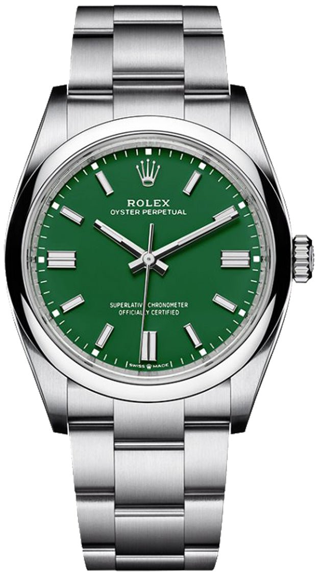 Rolex Oyster Perpetual 41 Stainless Steel - Green Index Dial - Oyster Bracelet (Ref# 124300) - WatchesOff5thWatch