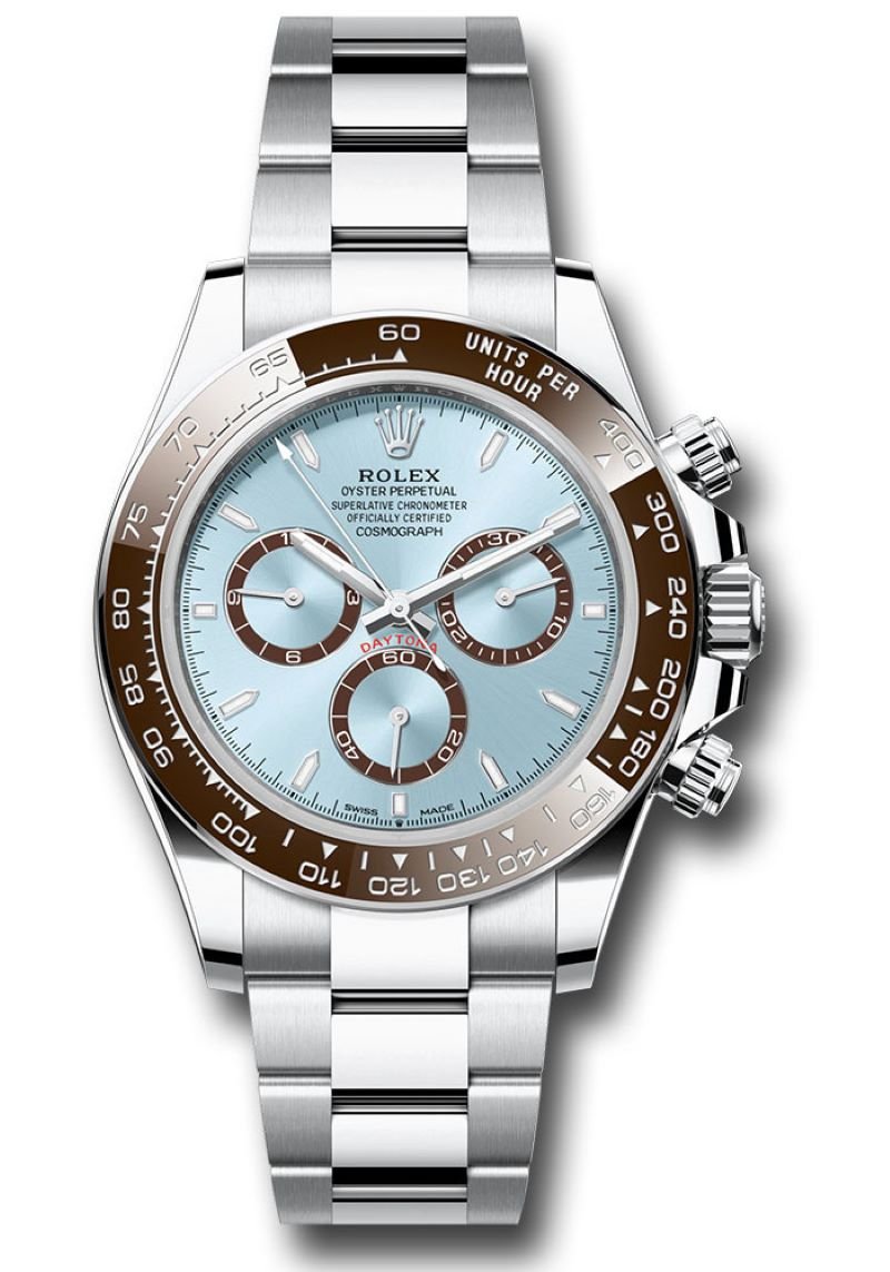 Rolex Platinum Cosmograph Daytona Ice Blue Index Dial Oyster Bracelet 126506 - WatchesOff5th