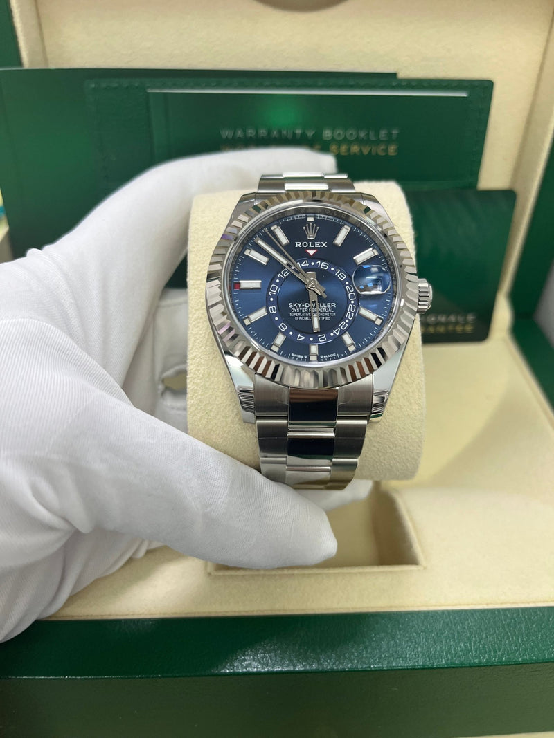 Rolex Sky-Dweller 42 mm Oystersteel and White Gold Blue Dial 336934 - WatchesOff5th