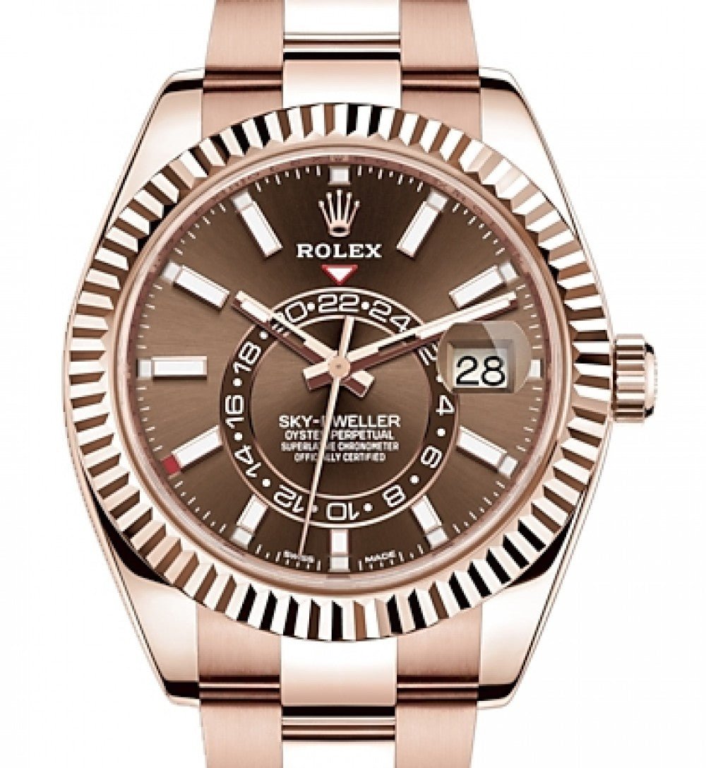 Rolex Sky-Dweller Rose Gold Chocolate Dial Sky Dweller Index Dial 326935 - WatchesOff5th