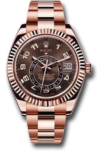 Rolex Sky-Dweller Rose Gold Sky-Dweller Chocolate Sunray Arabic Dial (Reference # 326935) - WatchesOff5thWatch