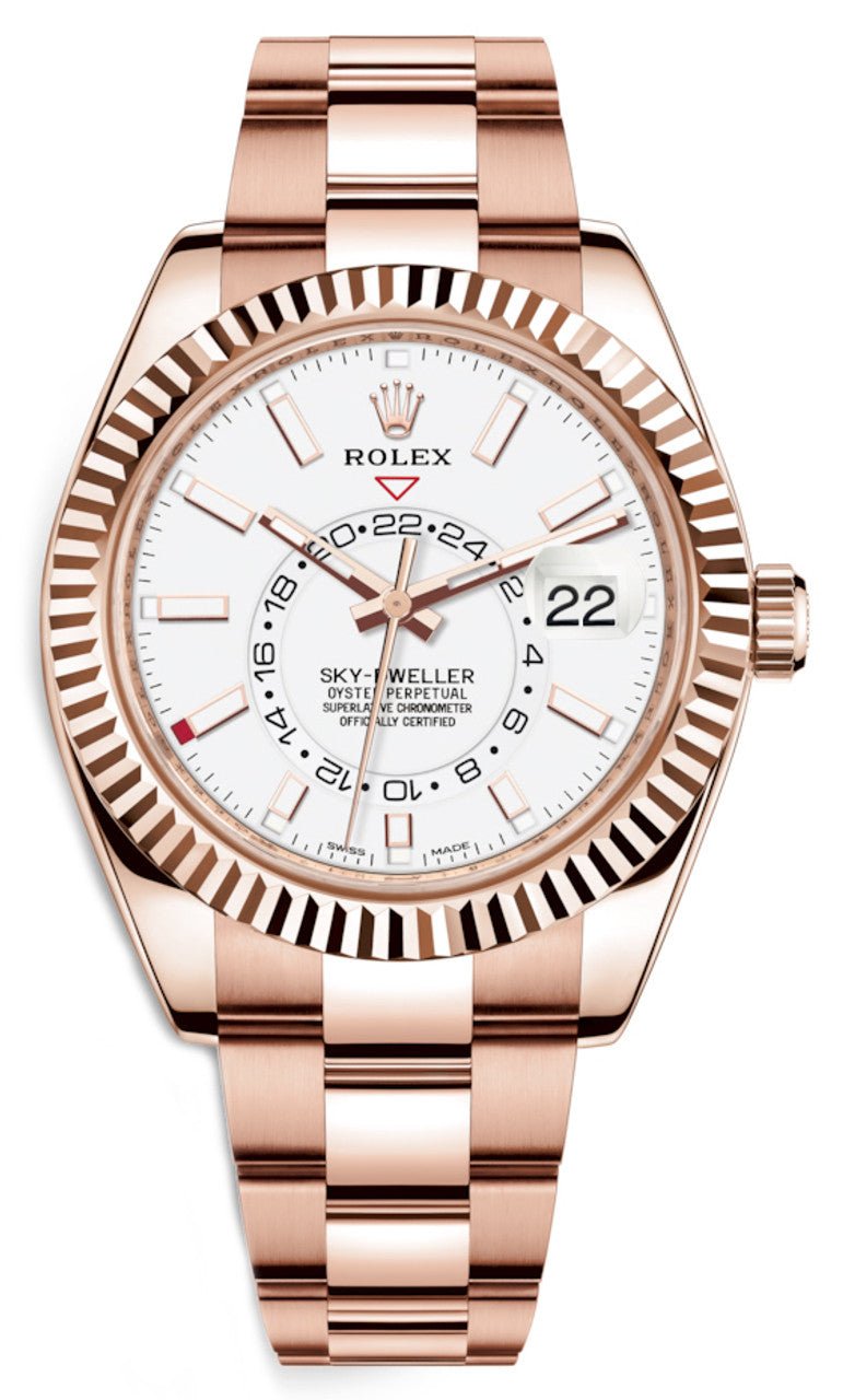 Rolex Sky-Dweller Rose Gold Sky-Dweller Watch - White Index Dial - Oyster Bracelet 326935 - WatchesOff5thWatch