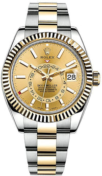 Thumbnail for Rolex Sky-Dweller Two-Tone Stainless Steel - Yellow Gold Champagne Index Dial - Oyster Bracelet (Ref# 326933) - WatchesOff5thWatch