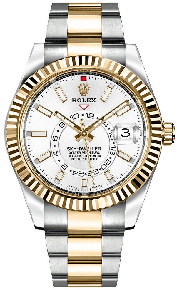 Rolex Sky-Dweller - Two-Tone Yellow Gold & Stainless Steel - White Index Dial (Ref# 326933) - WatchesOff5thWatch