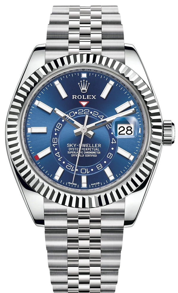 Rolex Sky-Dweller White Rolesor - Blue Index Dial - Jubilee Bracelet (Ref# 326934) - WatchesOff5thWatch