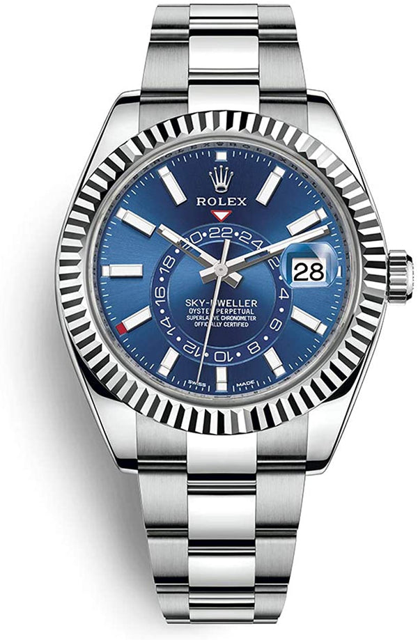 Rolex Sky-Dweller White Rolesor - Blue Index Dial - Oyster Bracelet (Ref# 326934) - WatchesOff5thWatch