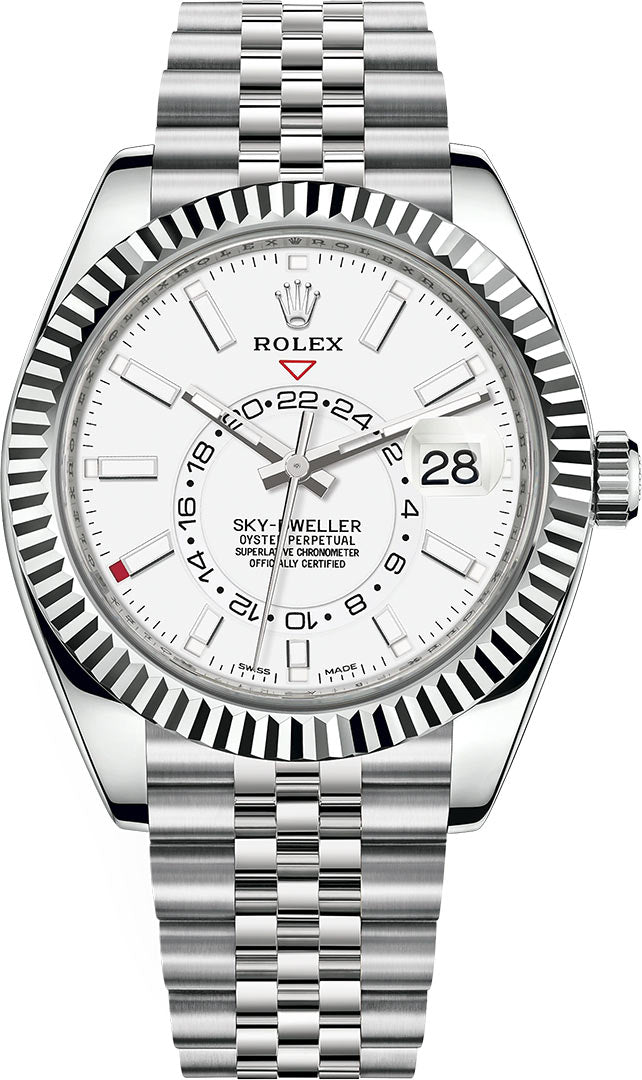 Rolex Sky-Dweller White Rolesor Sky-Dweller Watch - White Index Dial - Jubilee Bracelet 326934 - WatchesOff5thWatch